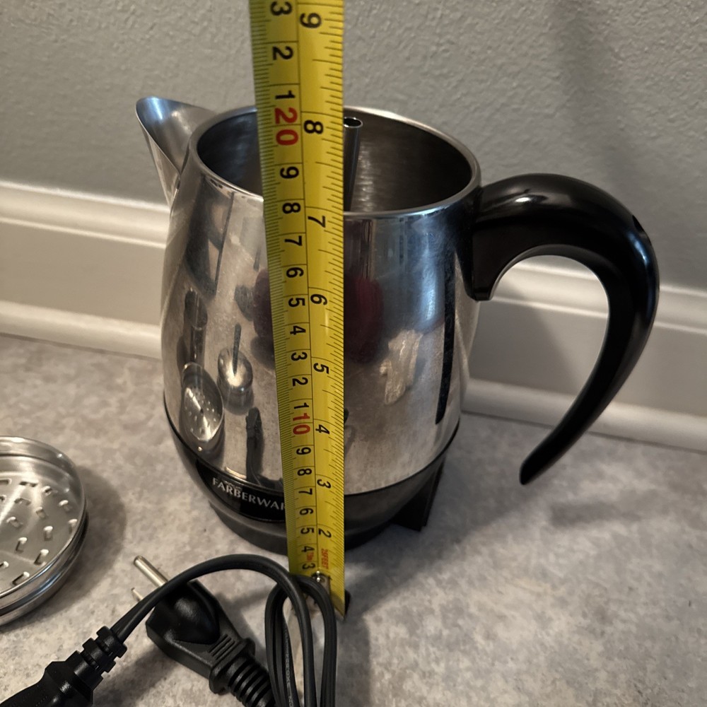 Farberware Superfast 2-4 Cup Coffee Percolator Chrome FCP240A Complete / Tested