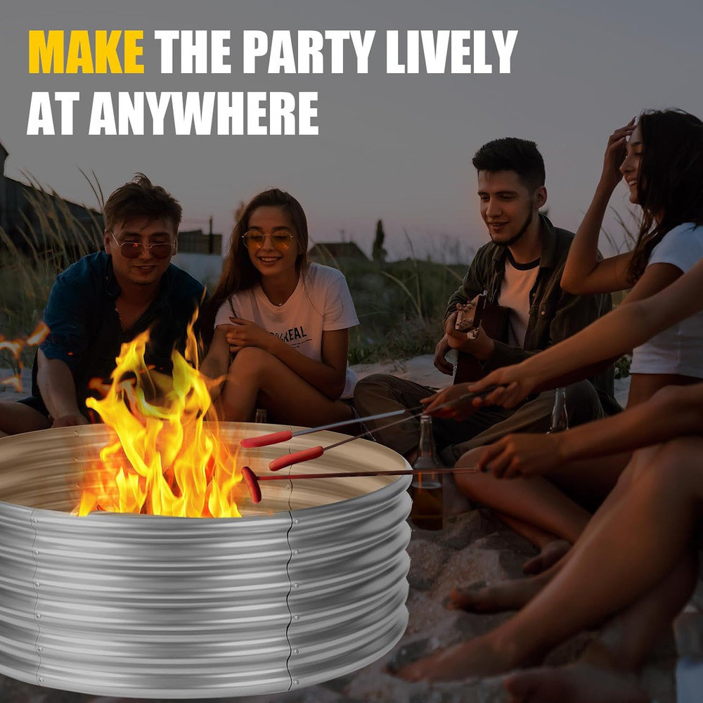 48 Inch Fire Pit Ring, 4FT Galvanized Fire Ring, Wood Burning Fire Pits Ring, Ou