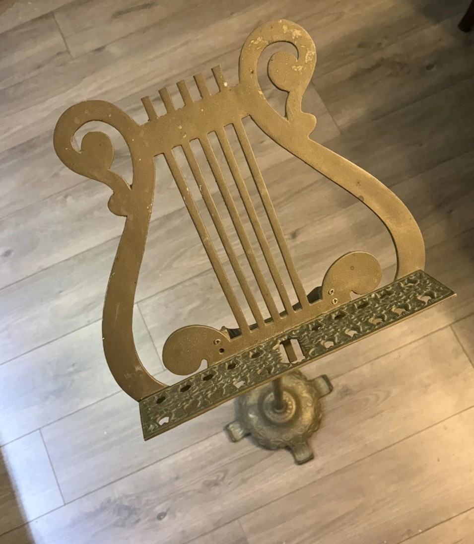 Vintage Ornate Floral Brass Music Stand Antique Adjustable Height