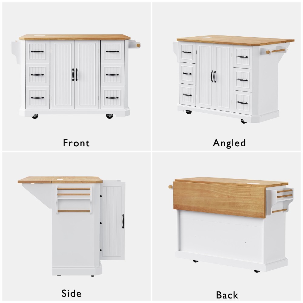 Kitchen Island with Drop Leaf Rolling Kitchen Cart with Internal Storage