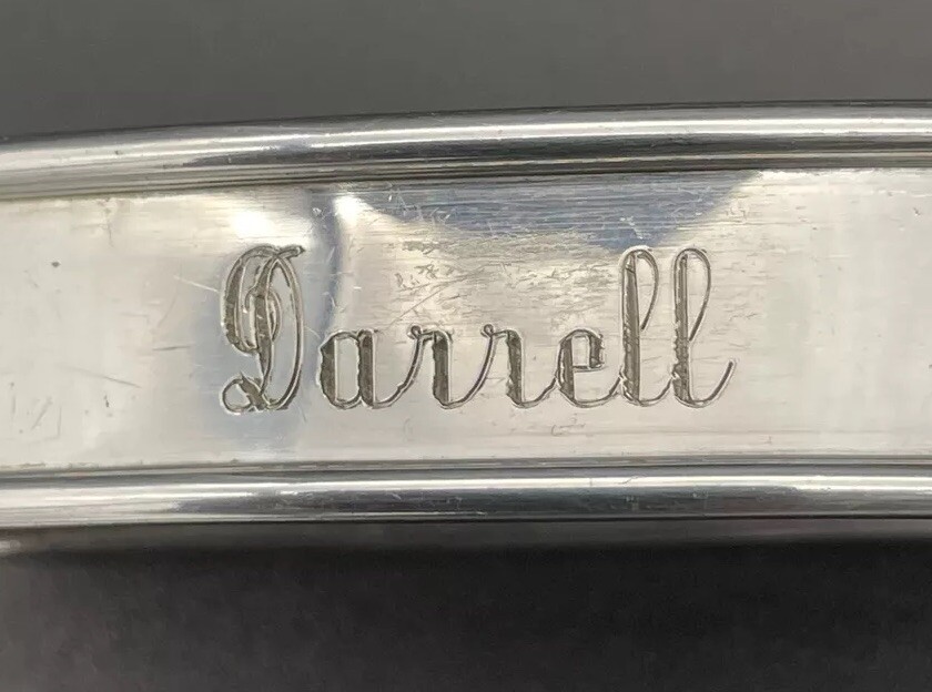 Sterling Silver Napkin Ring Engraved Name “Darrell” Webster