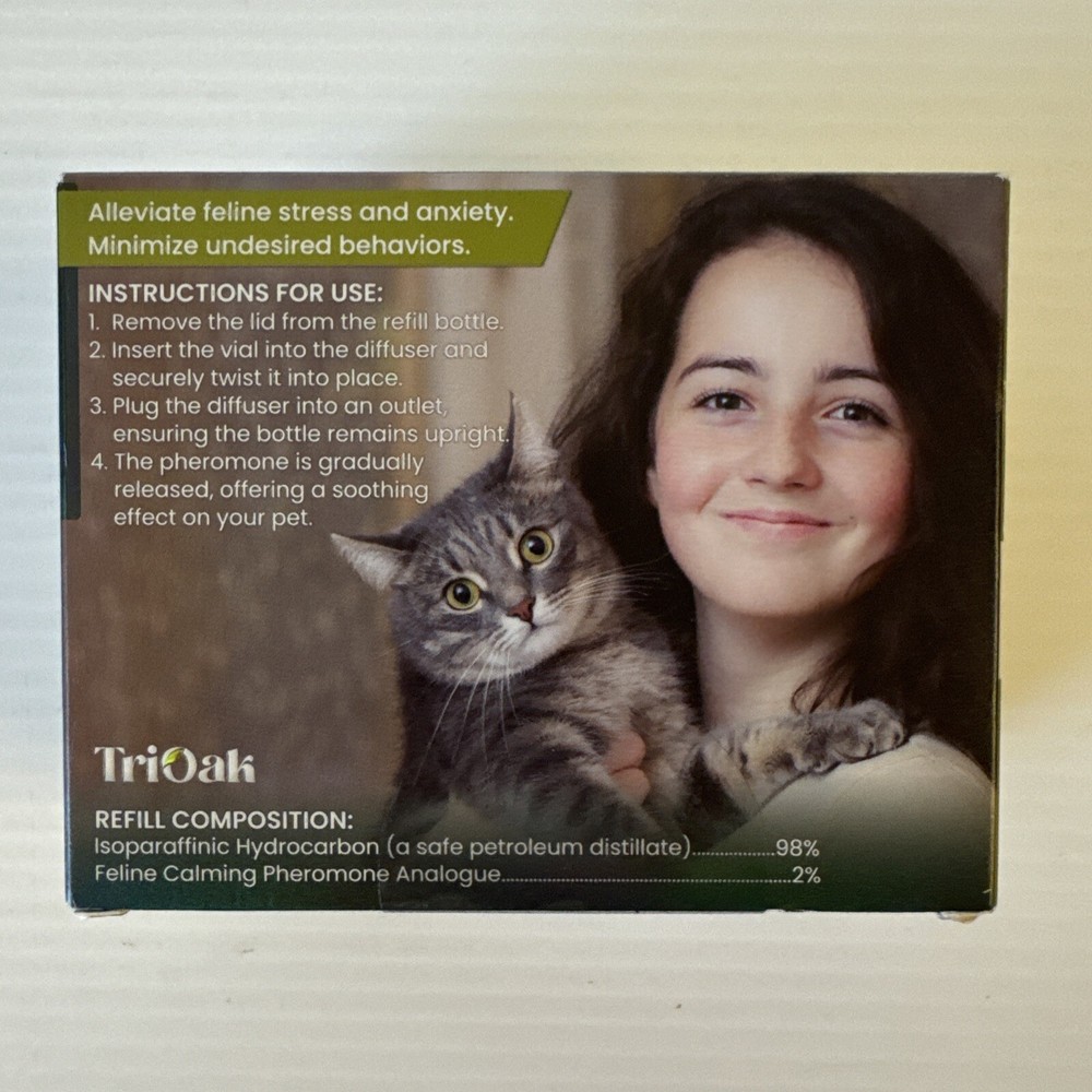 TriOak Cat Calming Diffuser - Feline Anxiety Relief - Pheromone Diffuser 2-1 Fre