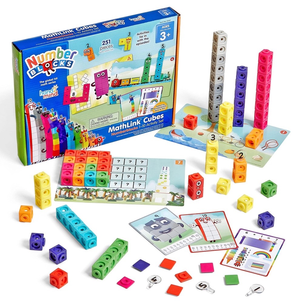 hand2mind MathLink Cubes Numberblocks 1-10 Activity Set, 30 Preschool Learnin...