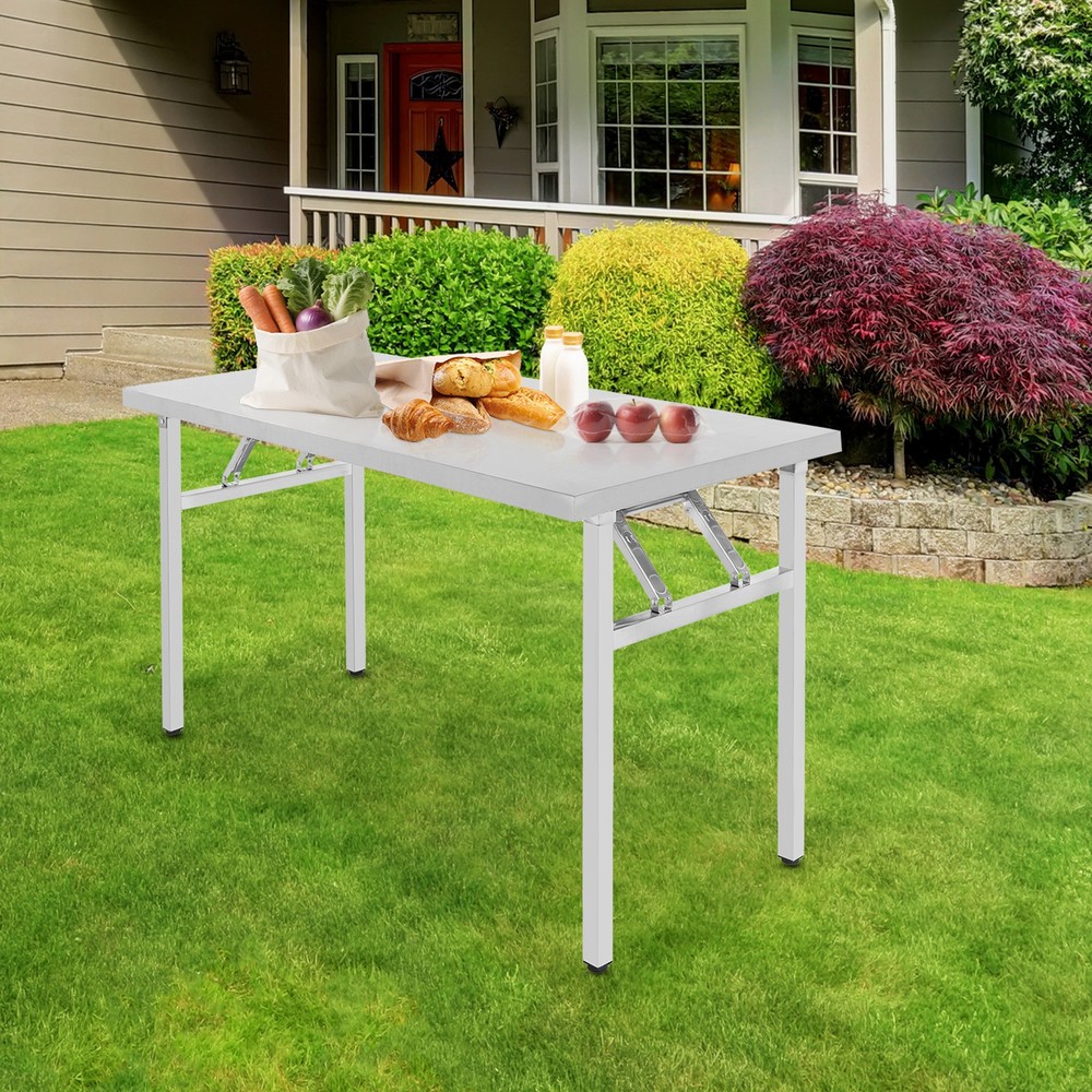 Stainless Steel Workbench Folding Dining Table Folding Table 120*60*75cm Kitchen