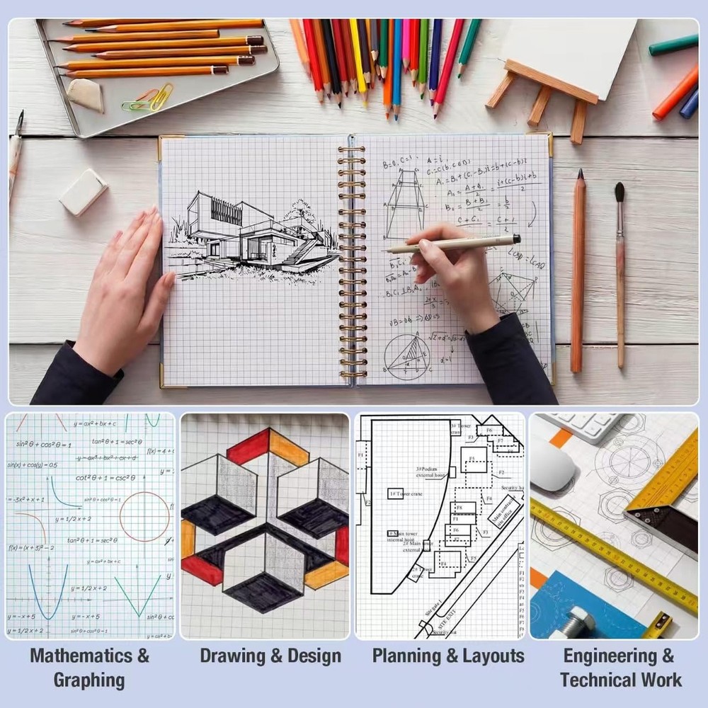 Graph Paper Notebook, 8.5” x 5.5” Graphing Notebook, 300 Pages, Larg