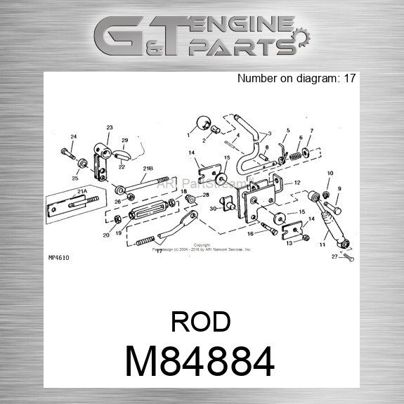 M84884 ROD fits JOHN DEERE (Surplus Open Box)