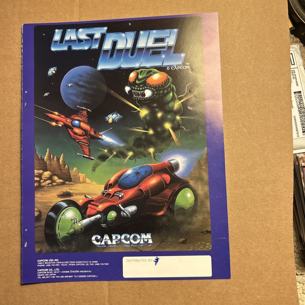 ORIGINAL 2 sides  11- 8.5'' Last Duel Capcom arcade  video game AD FLYER