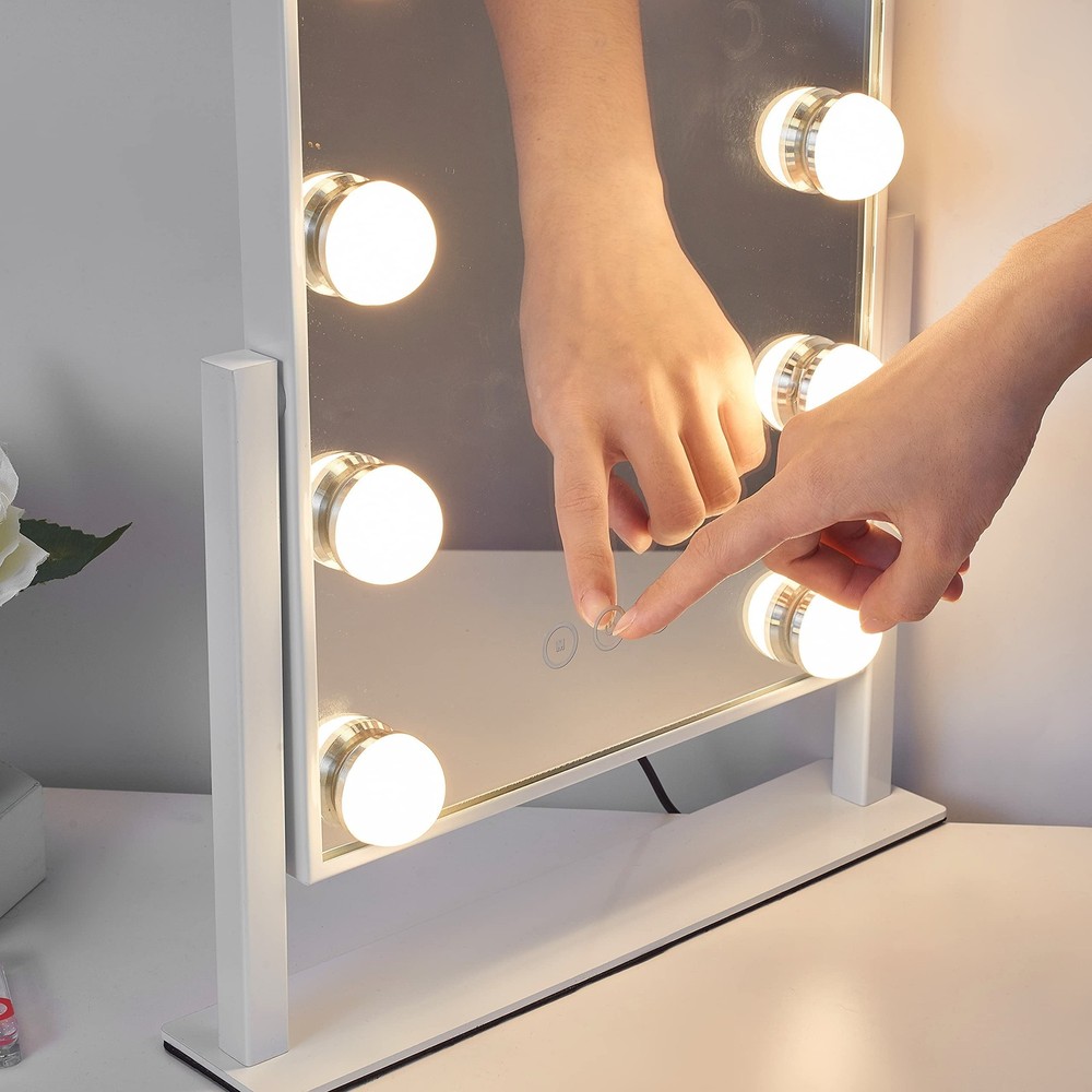 Vanity Mirror with Lights,Lighted Vanity Mirror with 9 Dimmable Bulbs for Dre...