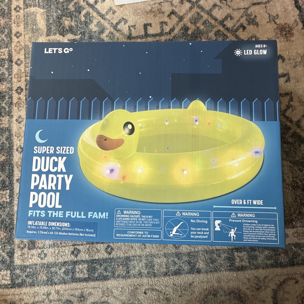 Jumbo 6ft Inflatable Supersized Duck Pool Party Float with LED Lights
