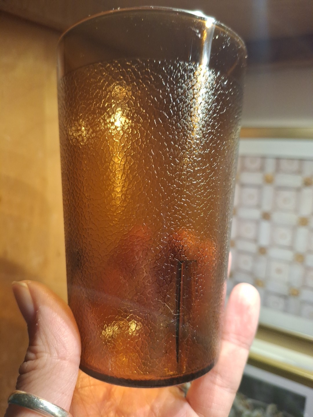 6 Retro Diner Restaurant Ware Texas Tumbler Plastic Pebble Cup's 9.5oz Amber New