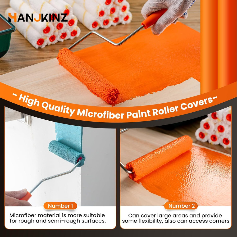 20 Pack Microfiber Paint Roller, 4 Inch and 6 Inch, Small Paint Roller Covers, 3