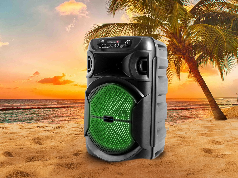 Technical Pro Rechargeable 8" LED Karaoke Machine System w/Bluetooth+Microphone