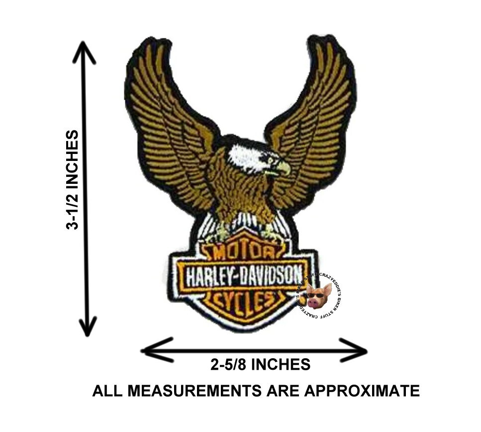 Harley Davidson® Embroidered Brown Up-Wing Eagle Bar & Shield Vest Patch Small