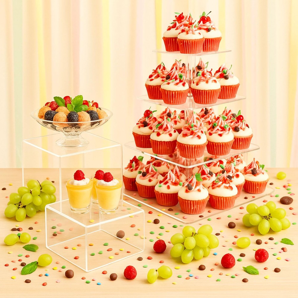 11 Pack Dessert Table Display Set Risers Display Stands, 3 Pcs Buffet Risers,...