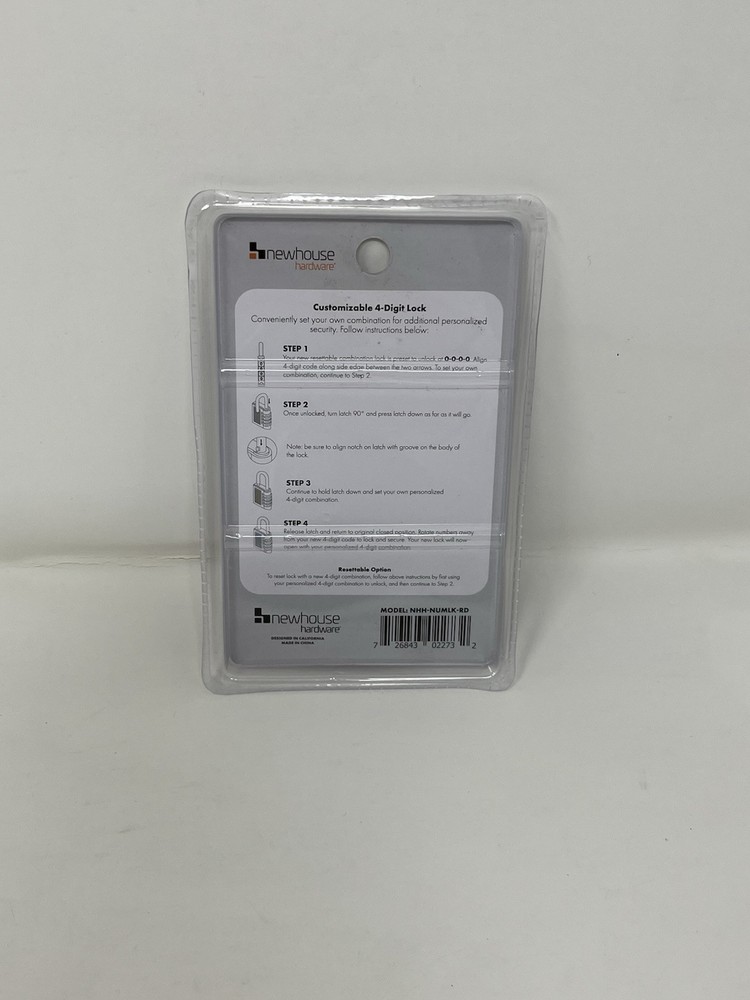 Newhouse Hardware Improved 4-Digit Combination Lock, Black