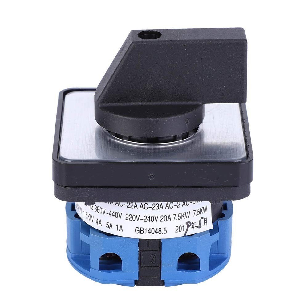 Efficient 2-Way Rotary Changeover Switch AC 660V, 20A with Screw Terminals