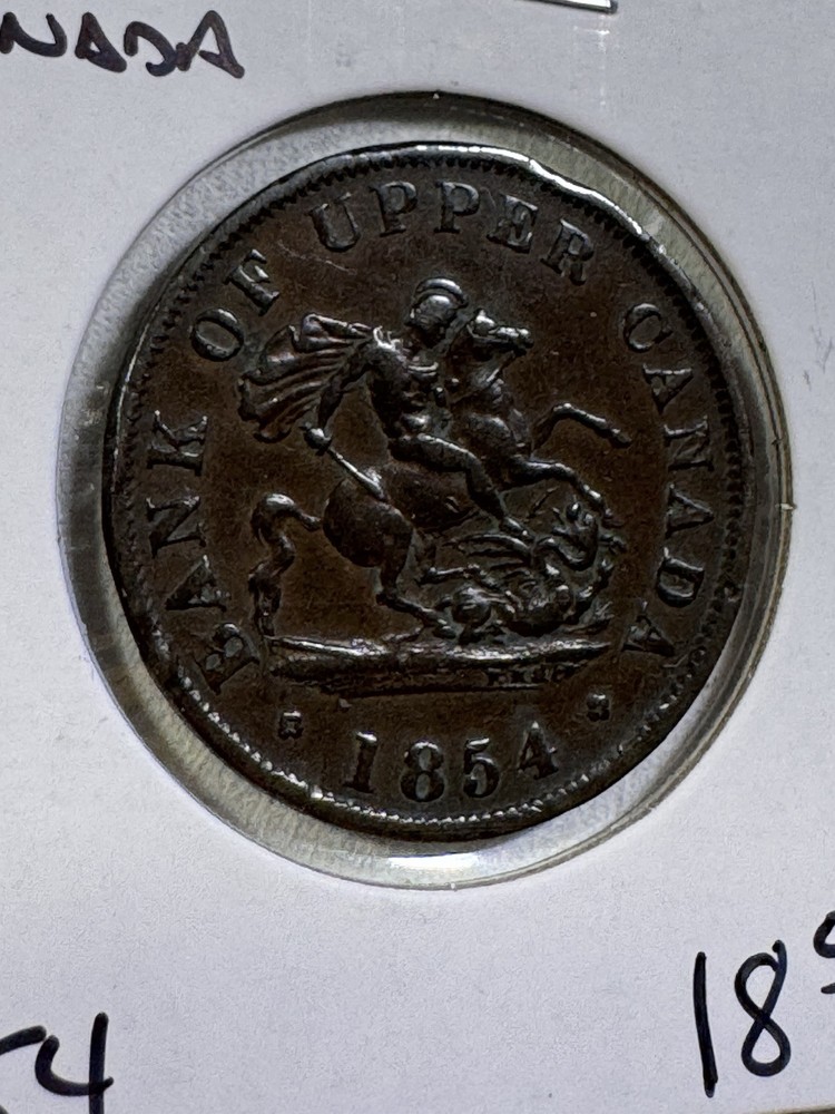 1854 Upper Canada 1/2 Penny Token