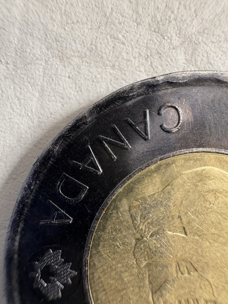 2022 Black Toonie Canadian Coin. Rare Printing Defect