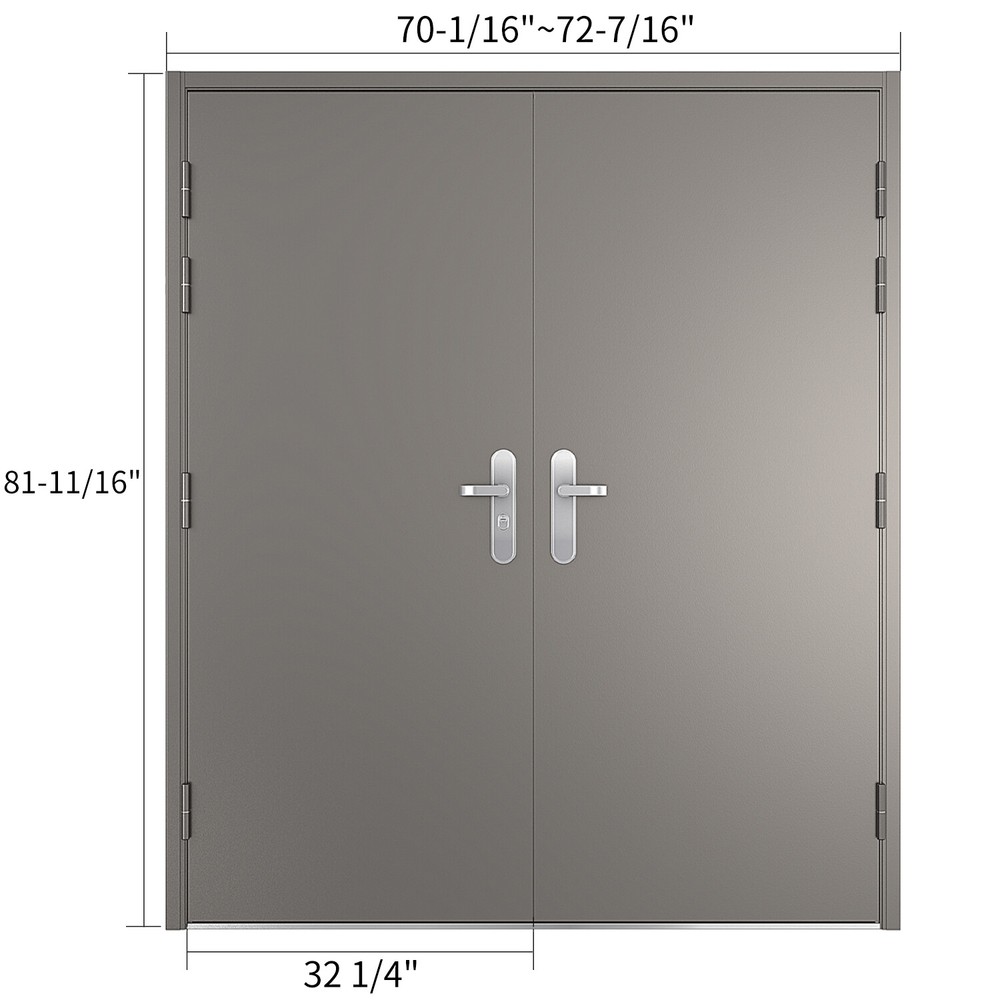 Double Steel Security Door with Frame, Hardware, and Quick Mount, 32 1/4