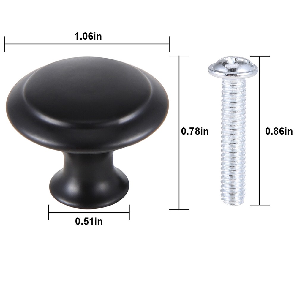 20 Packs Stainless Steel Kitchen Cabinet Knobs Round Drawer Pulls Matte Black