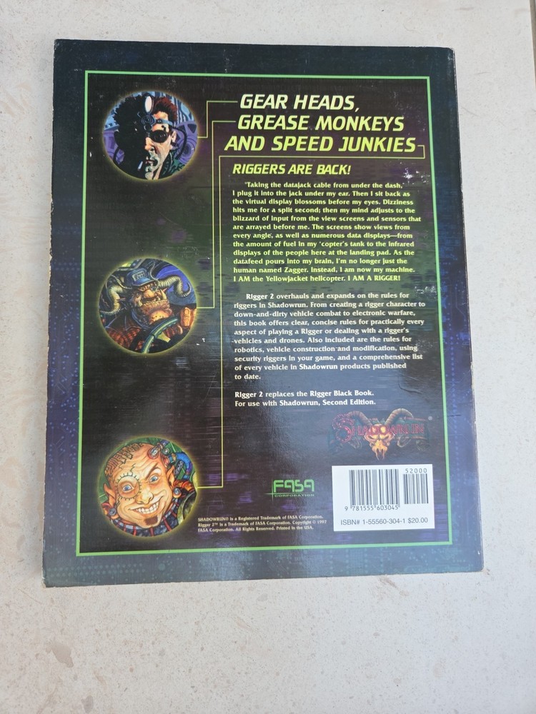SHADOWRUN - RIGGER 2 & 3 Rules - SOURCEBOOK Fasa Corporation