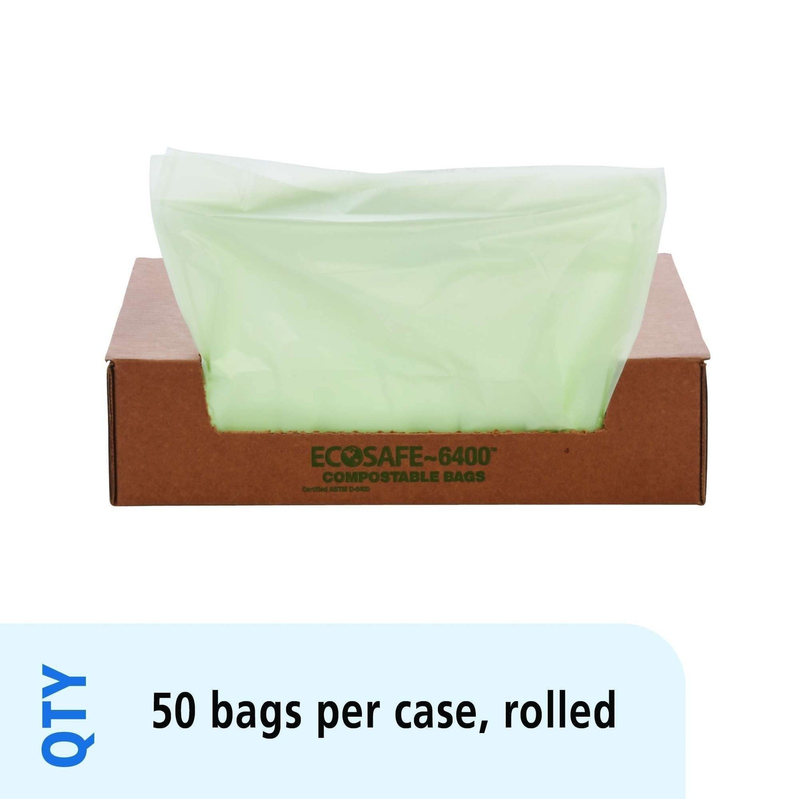 Stout by Envision Ecosafe-6400 Bags, 32 Gal, 0.85 Mil, 33" X 48", Green, 50/box