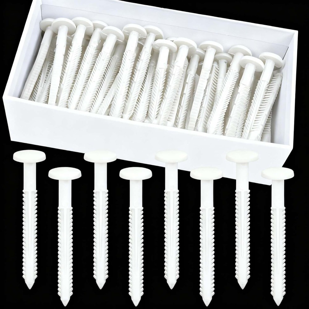60Pcs 3 Inch Vinyl Shutter Fasteners, White Window Shutter Panel Pegs Shutter Sc