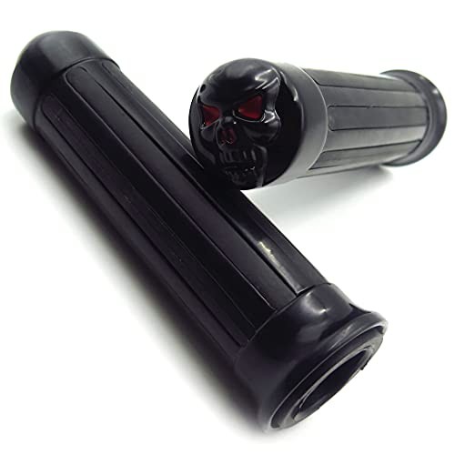 MT080-25-BK Skull style Hand Grips 1 inch Handlebar Classic Skull Black