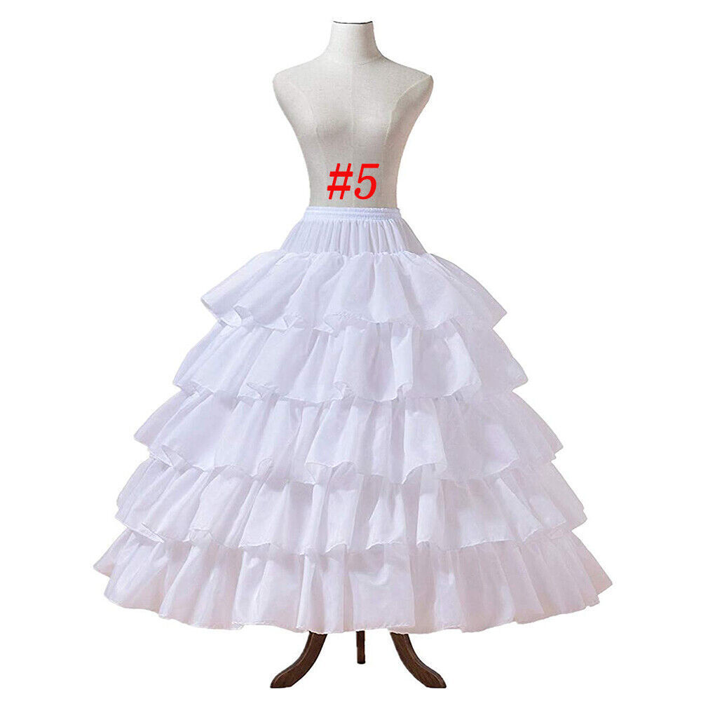 Women Wedding Crinoline Slip Gown Underskirt White Bridal Petticoat Hoop Skirt