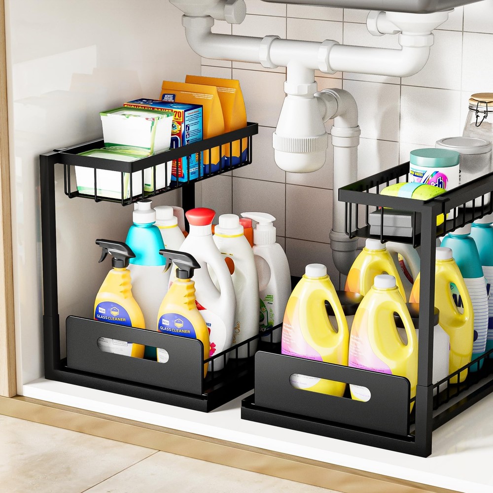 VUSIGN Under Sink Organizer and Storage, Slide Out Cabinet Organizer, Pull Ou...