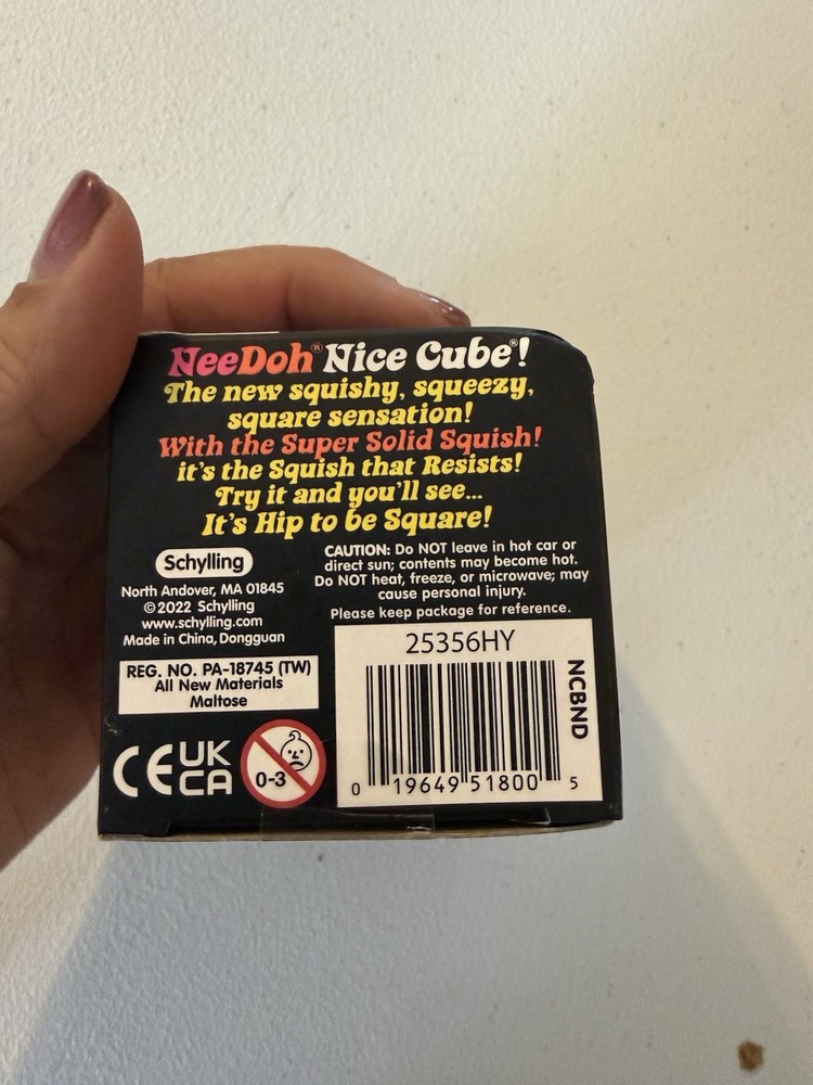 New NeeDoh Nice Cube Super Solid Squish Blue Squeeze Toy Nee Doh Authentic