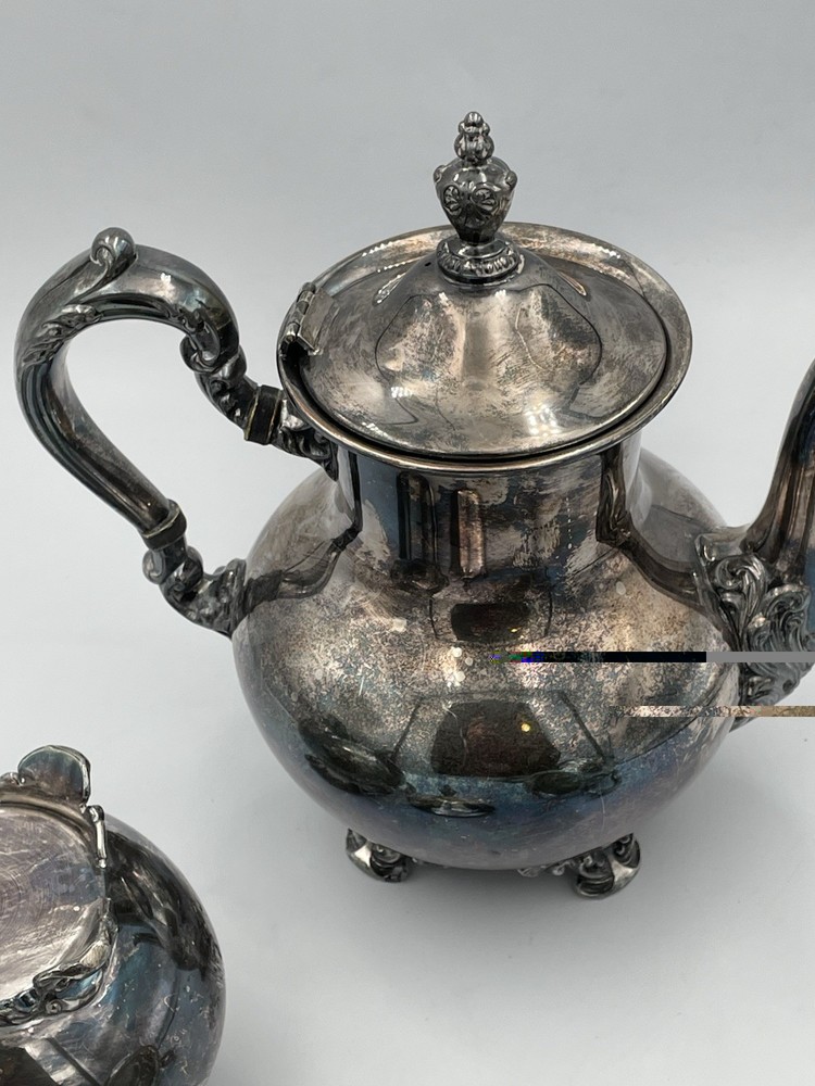 3pc Old English By Poole #5000 Silverplated Pitcher/Tea Service Creamer MCM