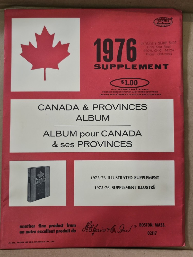 1976 H. E. Harris Canada & Provinces Album Supplement Pages NOS