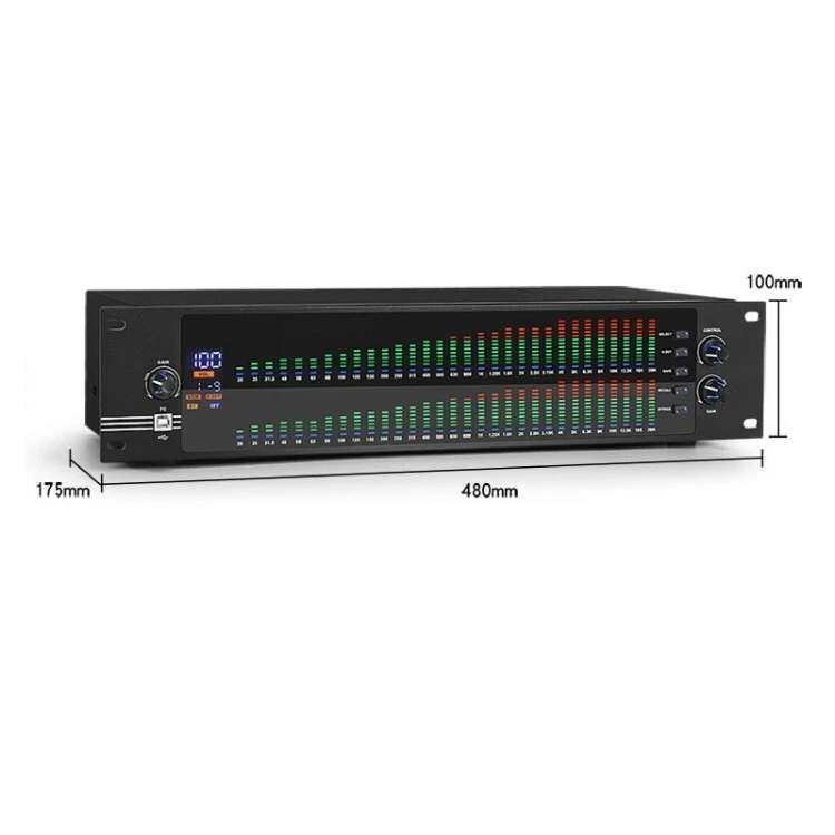 EQ-323 2U Dual 31-band Graphic Equalizer Spectrum Equalizer for Home Stage