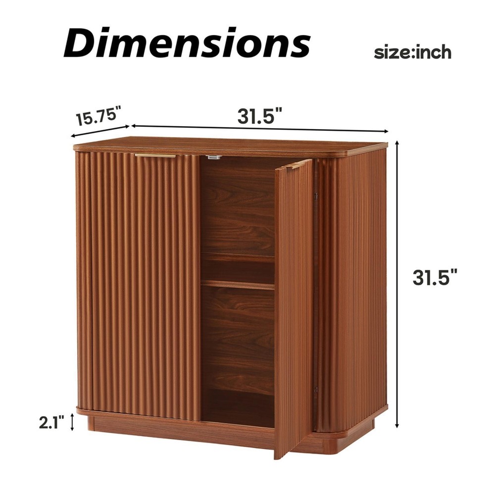 Multi-Functional Buffet Cabinet with Premium Wave Design, Adjustable Shelf &