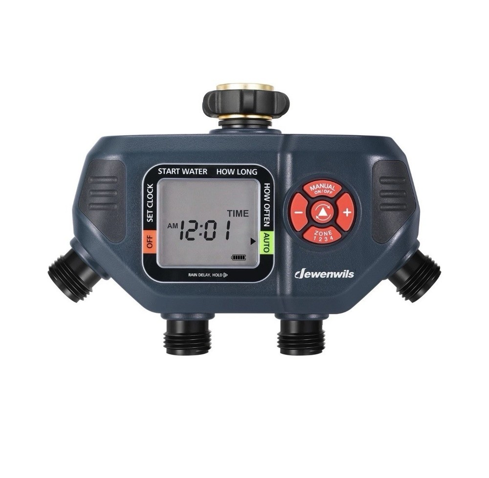 Dewenwils 4-Zone Digital Outdoor Tap Timer Automatic Irrigation Waterproof