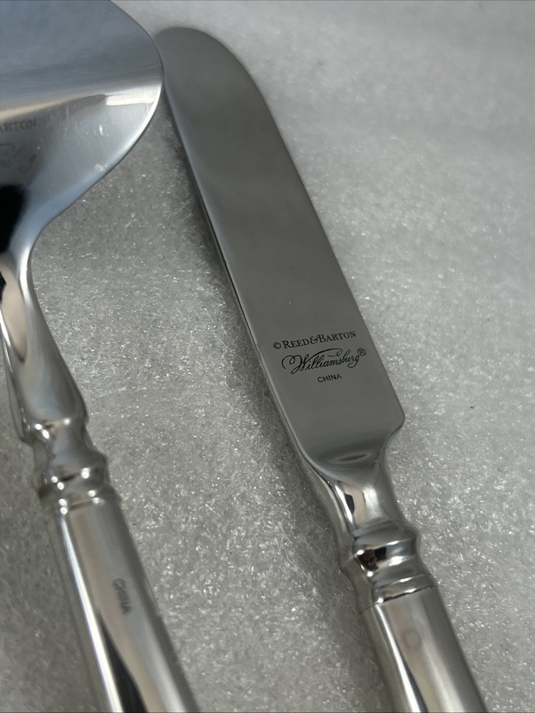 7 pc Reed & Barton Gloucester Shell Williamsburg Stainless Serving Flatware Set