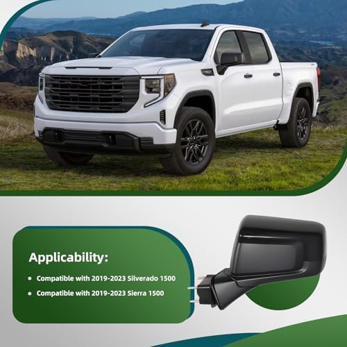 Driver Left Side Mirror Assembly Compatible with 2019-2023 Silverado and
