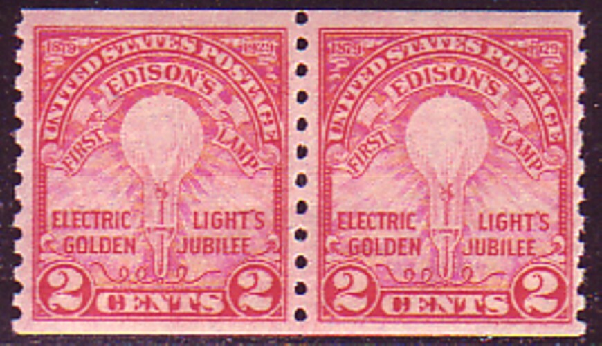#656 EDISON. COIL PAIR. VF1. NEVER HINGED ORIGINAL GUM. SCV $45