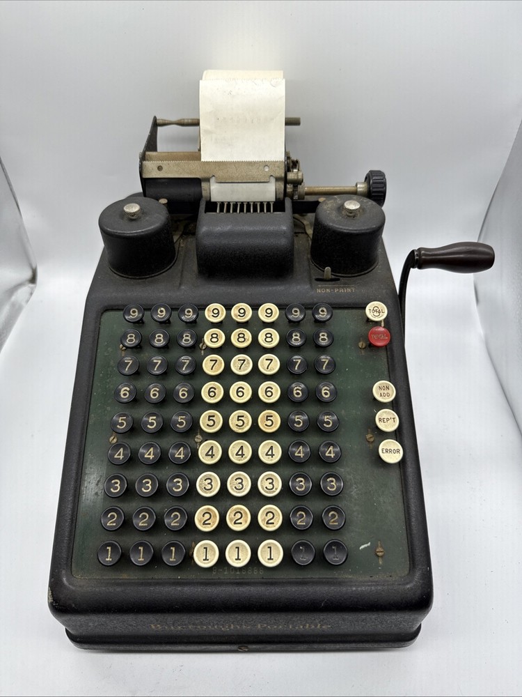 Vintage 1925 Burroughs Portable Adding Machine Register Keys Lever Work