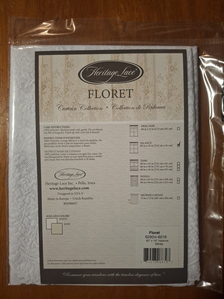 Heritage Lace FLORET 16" Valance WHITE