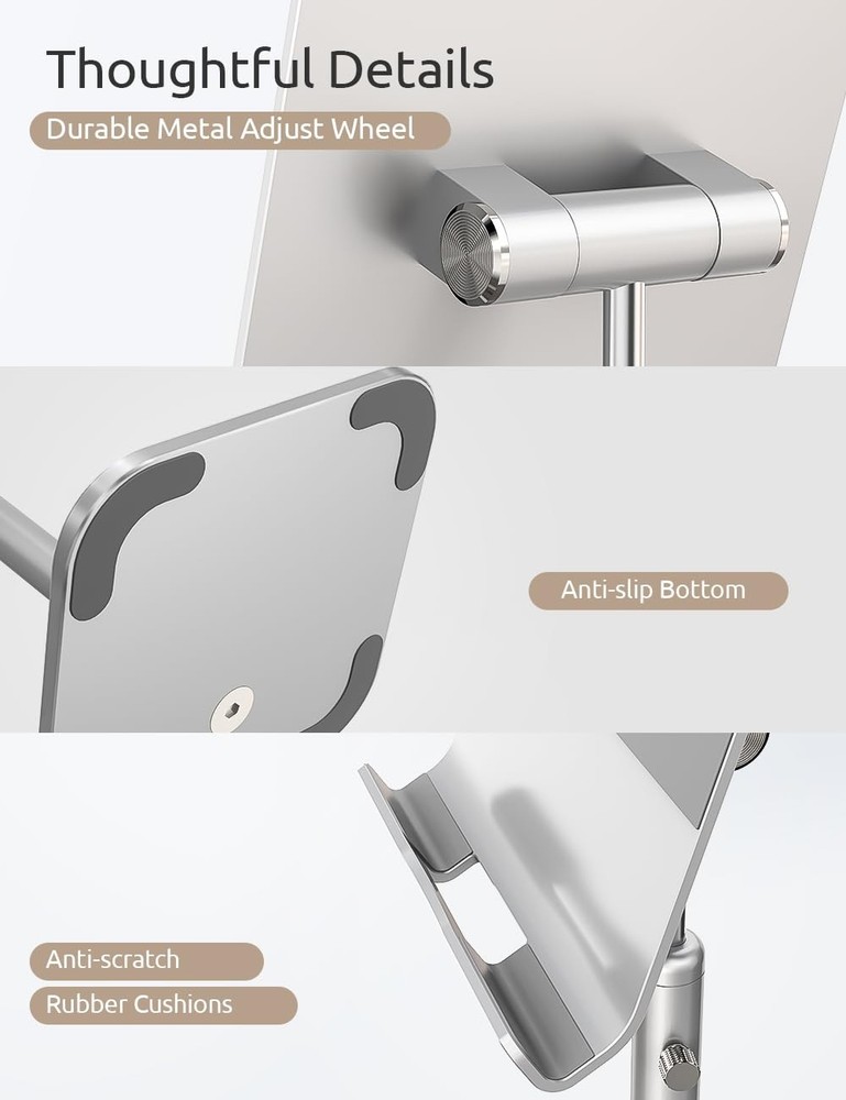 Tablet Stand Height Angle Adjustable, Eye-Level Desktop iPad Stands Tablet Ho...