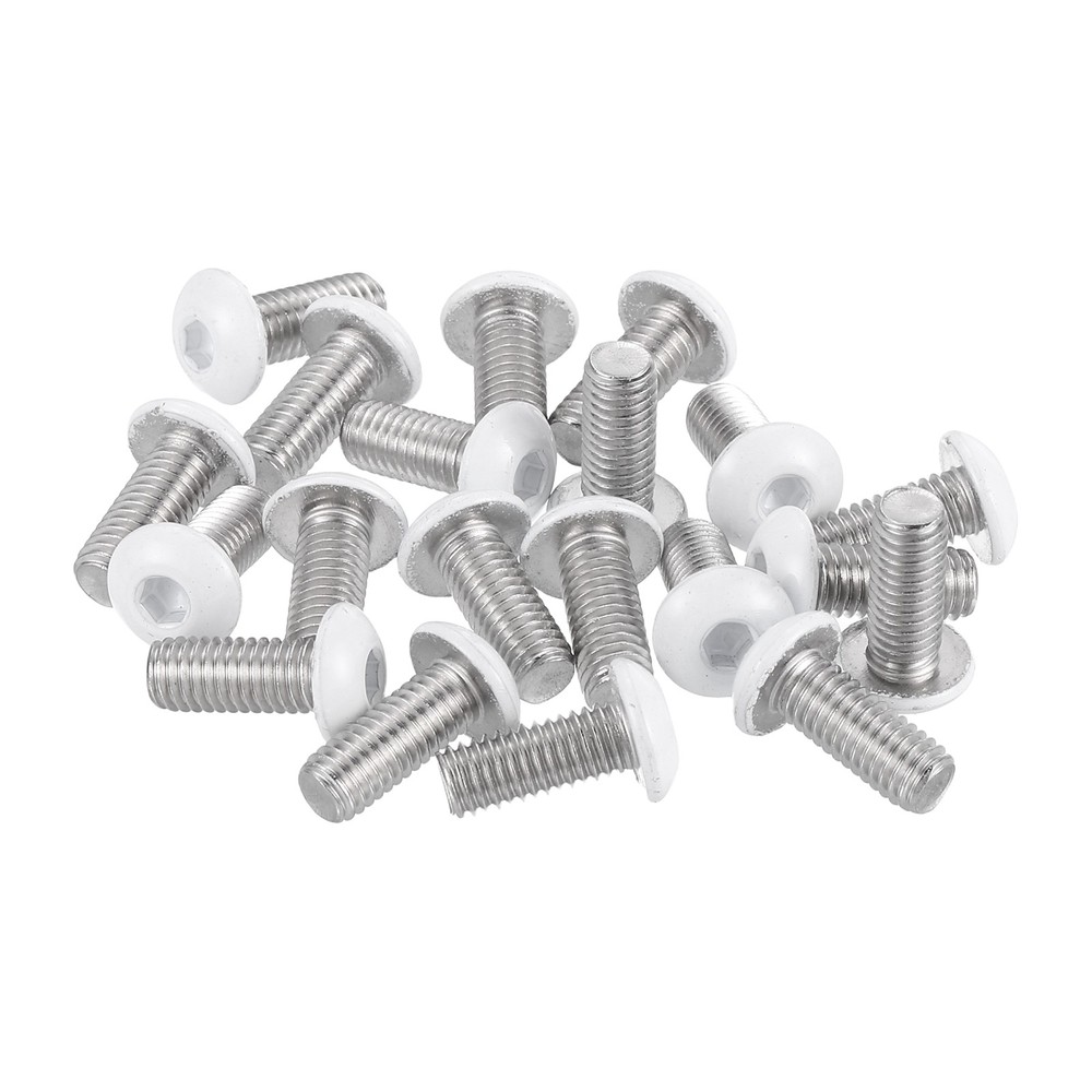 20 Pcs M5-0.8 x 12mm Button Head Socket Cap Screw Machine Screw, White