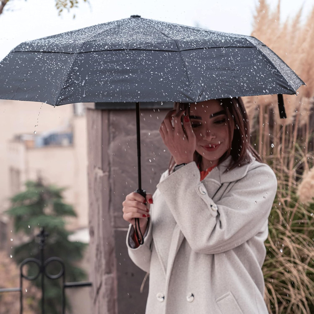 Windproof Travel Umbrella, Automatic Umbrellas for Rain, Compact