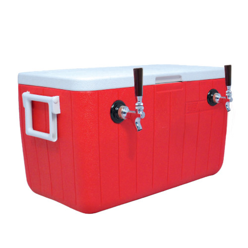 Jockey Box Cooler for Beer - 2 Faucet, 5/16'' x 120' Stainless Coils, 48qt