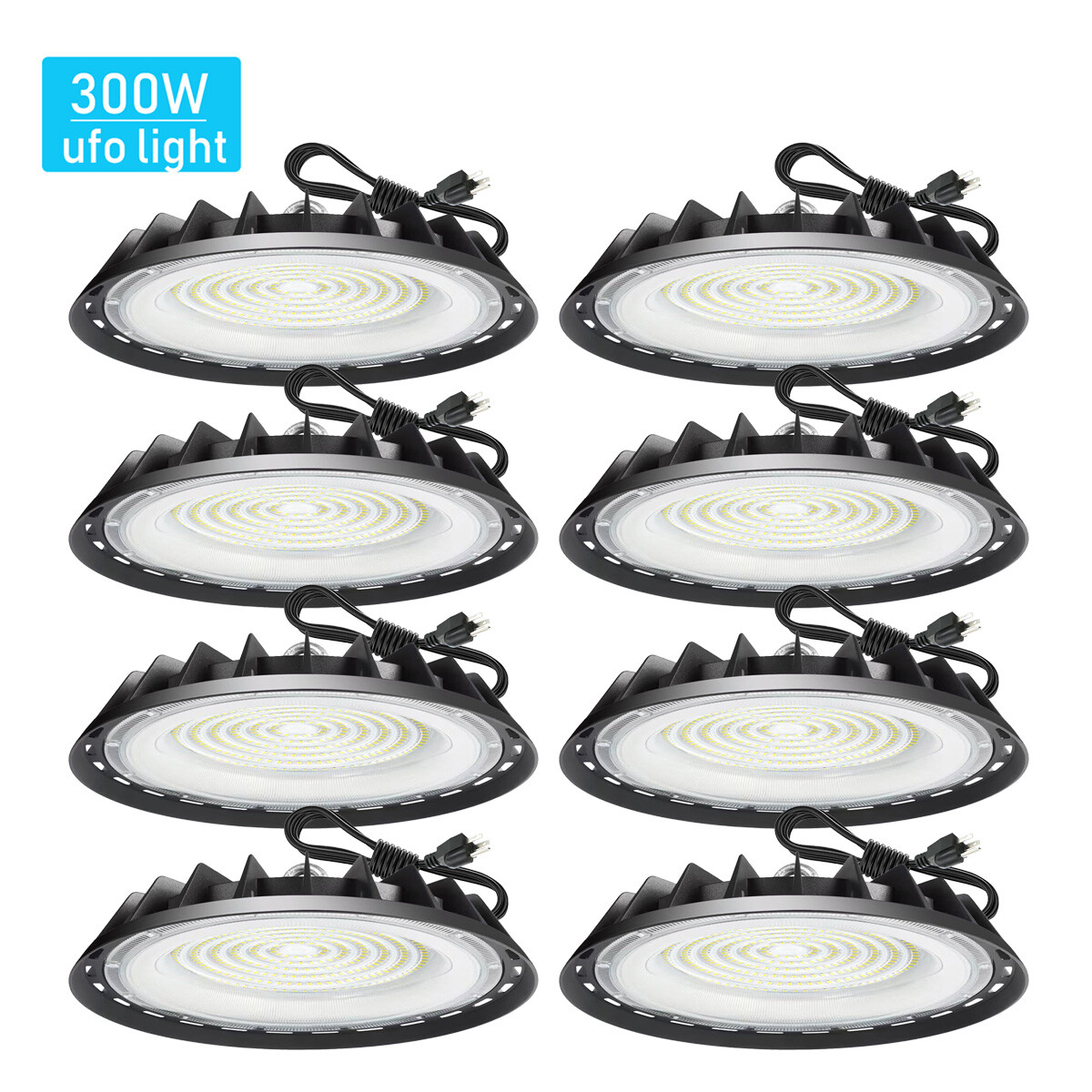 8Pcs UFO Led High Bay Light 300W Industrial Warehouse Commercial Led Shop Light