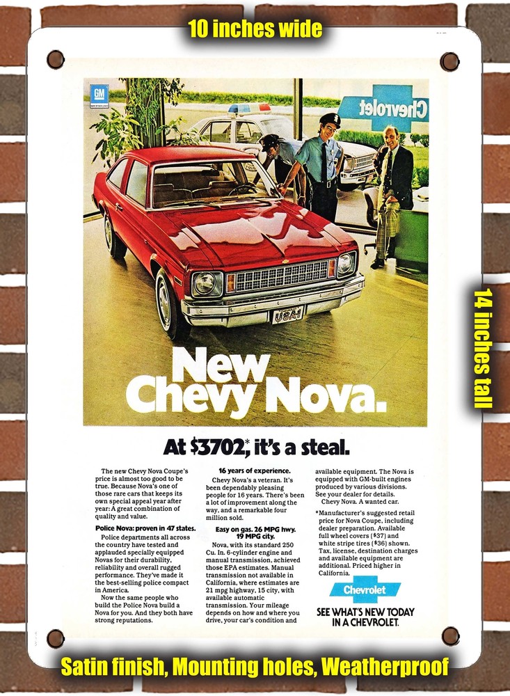 Metal Sign - 1978 Chevy Nova Coupe - 10x14 Inches