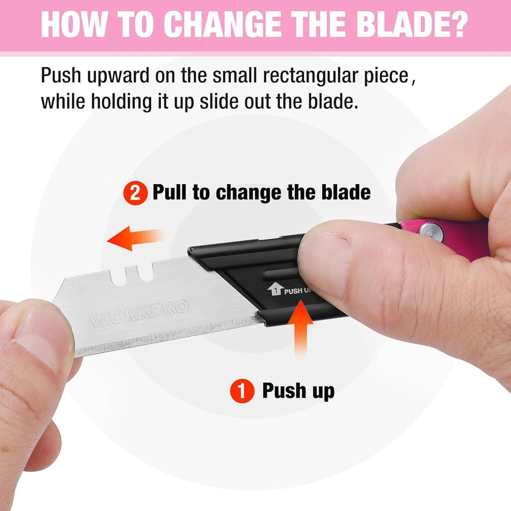 WORKPRO EDC Folding Utility Knife, Mini Box Cutter with Quick Open Axis Lock