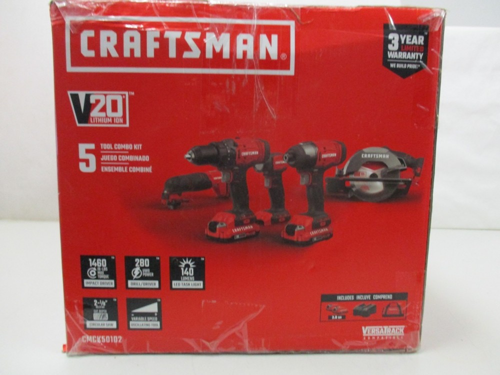 Craftsman 5 Tool 20v Lithium-Ion Combo Kit CMCK501D2