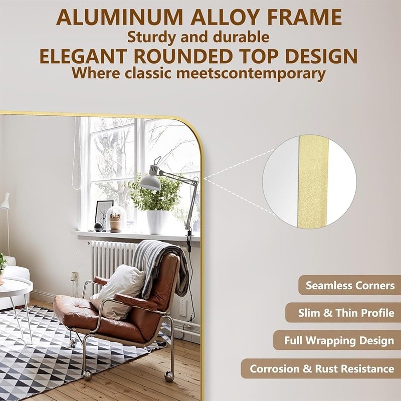 Full Length Mirror Adjustable Stand HD Glass Rectangular Frame Home Decor New
